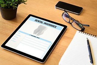 Dental insurance information on a tablet