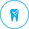 Animated tooth with checkmark representing preventive dentistry
