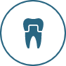 Animated tooth with dental crown representing restorative dentistry