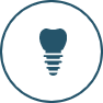 Animated dental implant supported dental crown represening replacing missing teeth